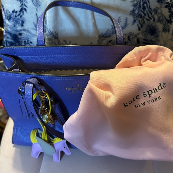 Kate Spade Blue Leather Tote Bag RETALS $489 NWOT 12”1/2 L X 9”D DUSTY 2️⃣ - Picture 11 of 11